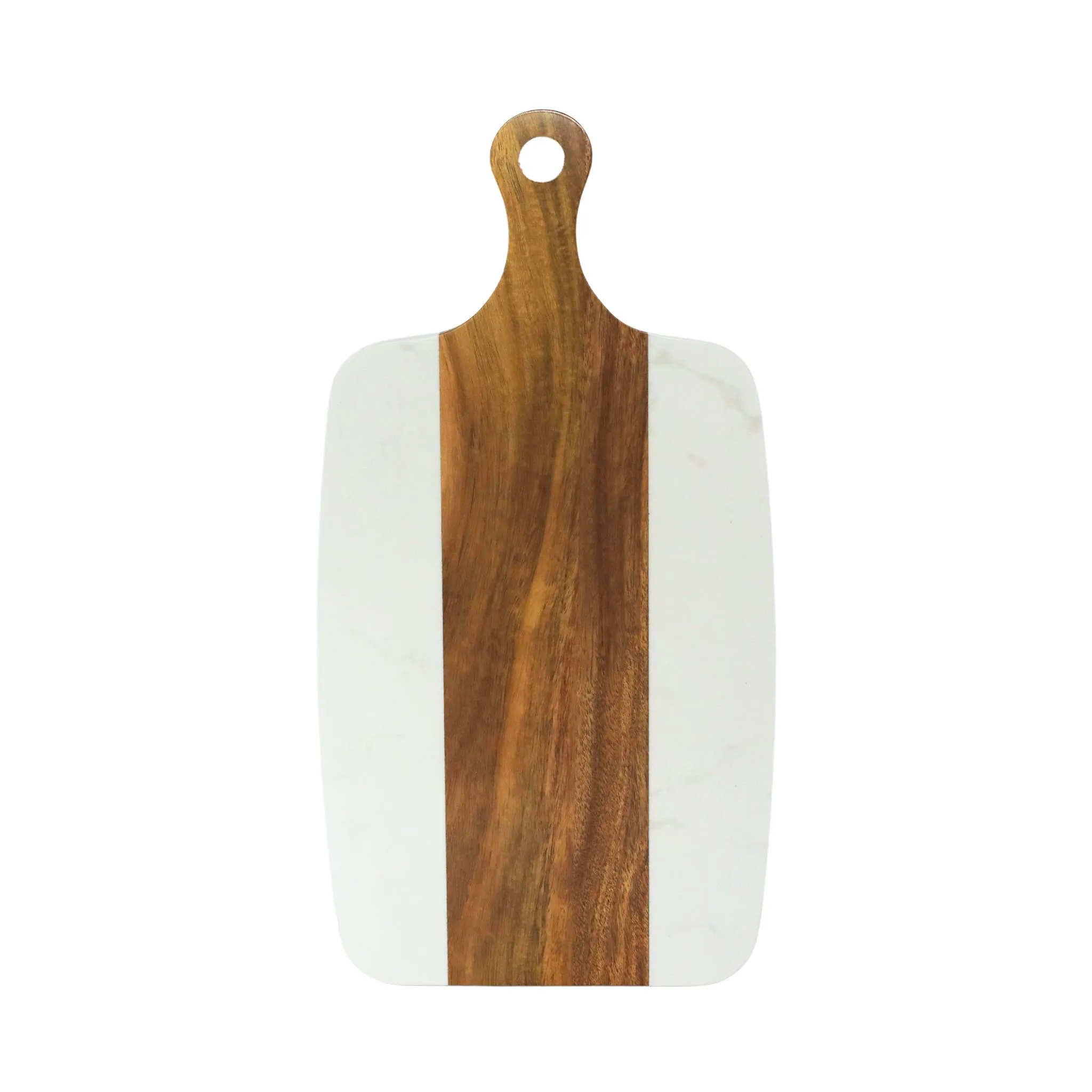 White Marble & Acacia Wood Handled Board