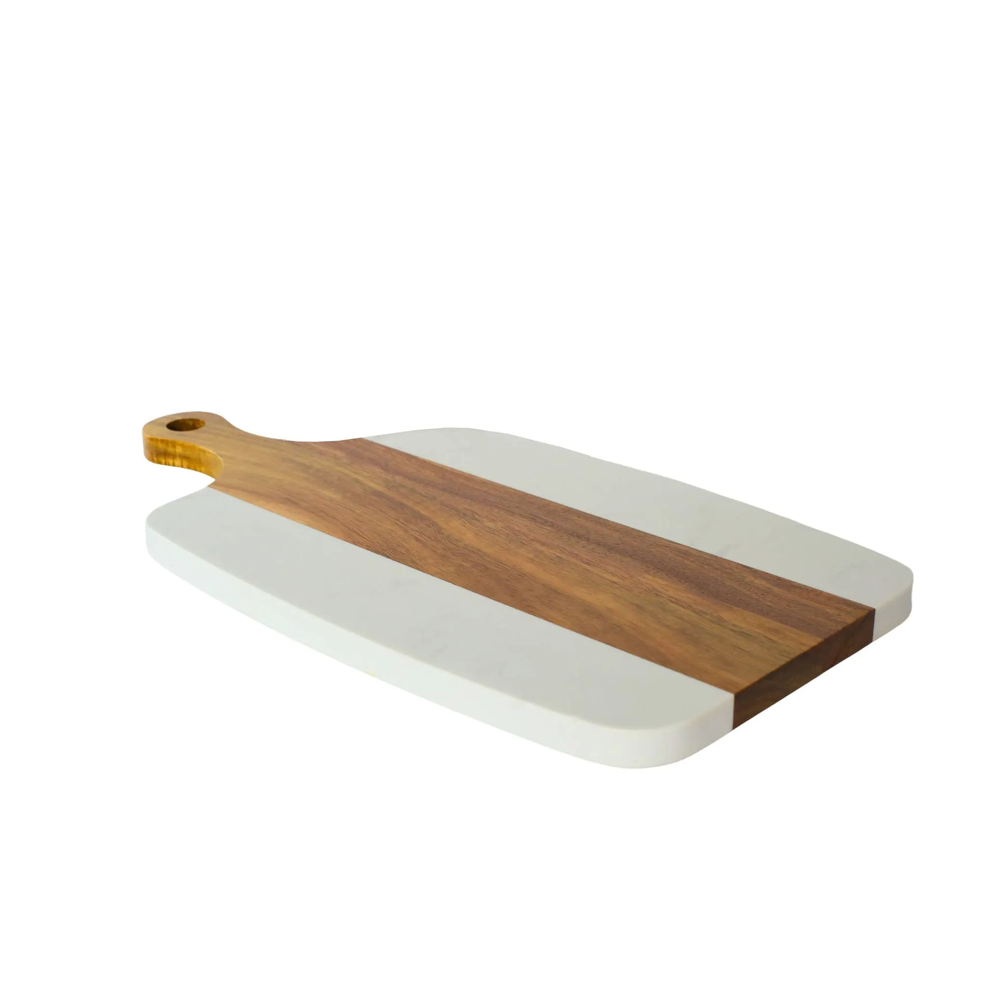 White Marble & Acacia Wood Handled Board