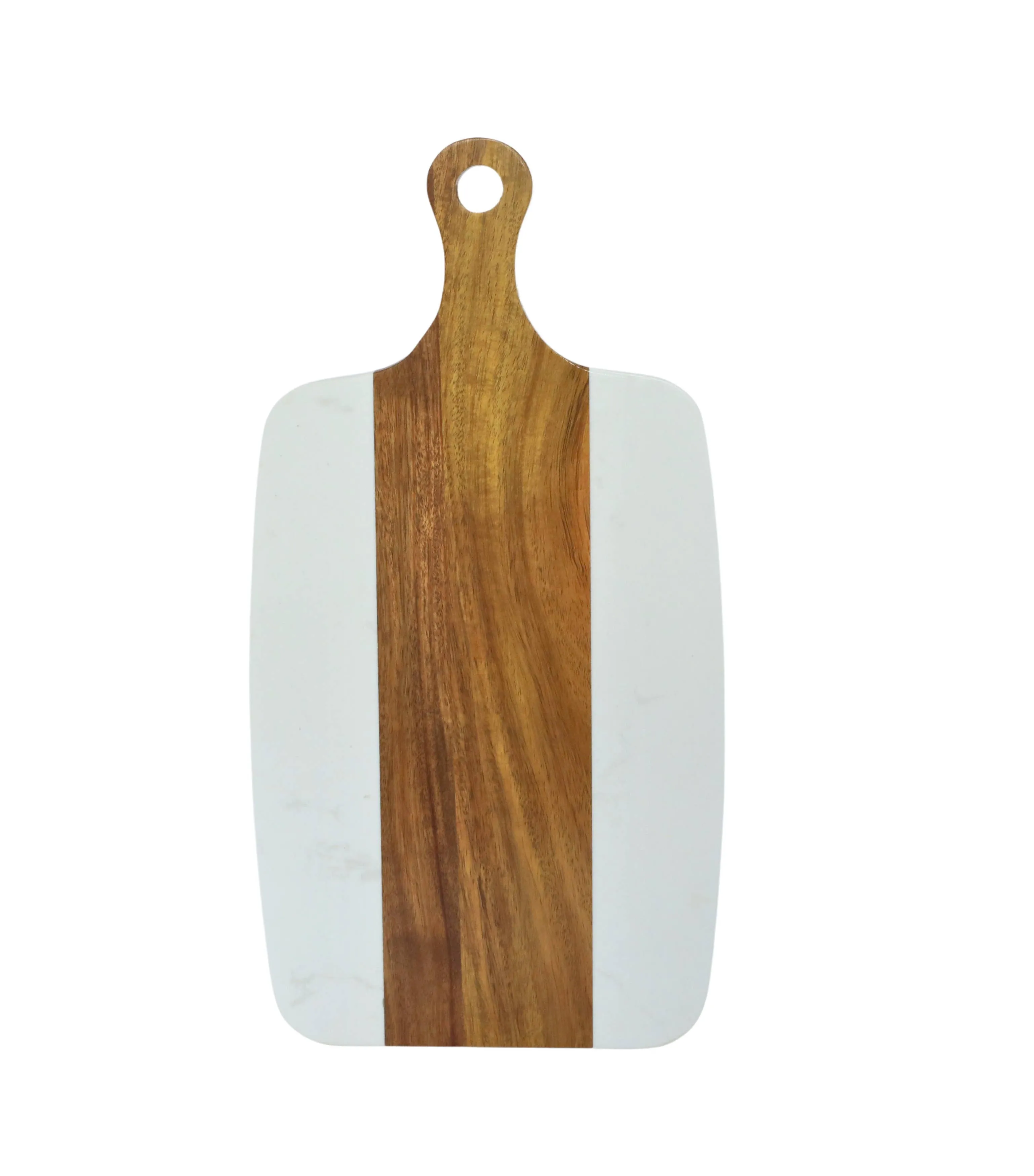 White Marble & Acacia Wood Handled Board