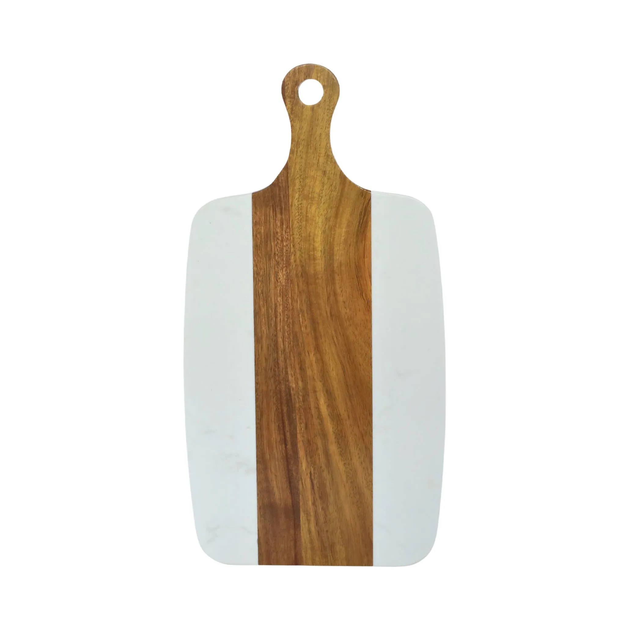 White Marble & Acacia Wood Handled Board