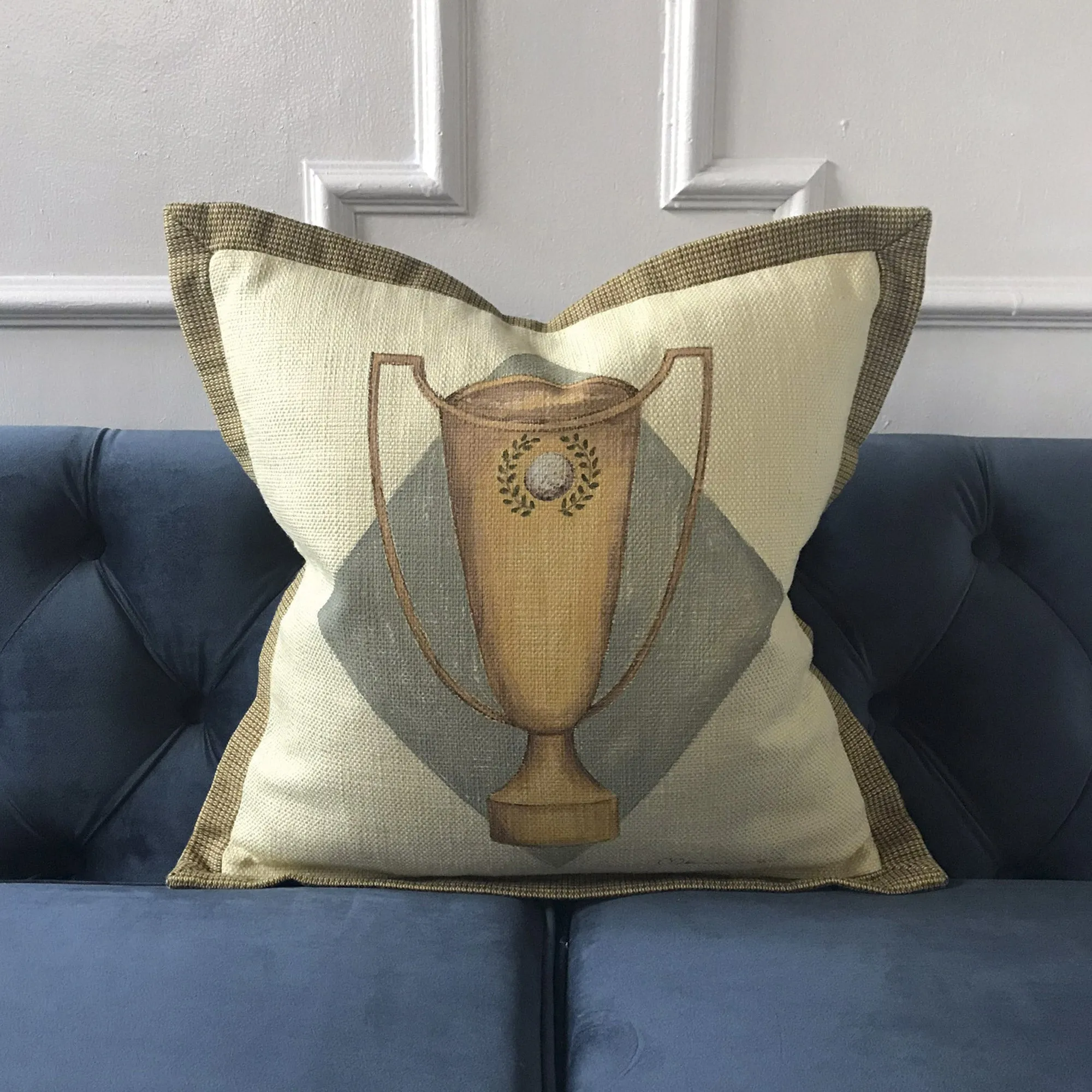 Winning Mate Hand-Painted Trophy Throw Pillow Cover 16x16