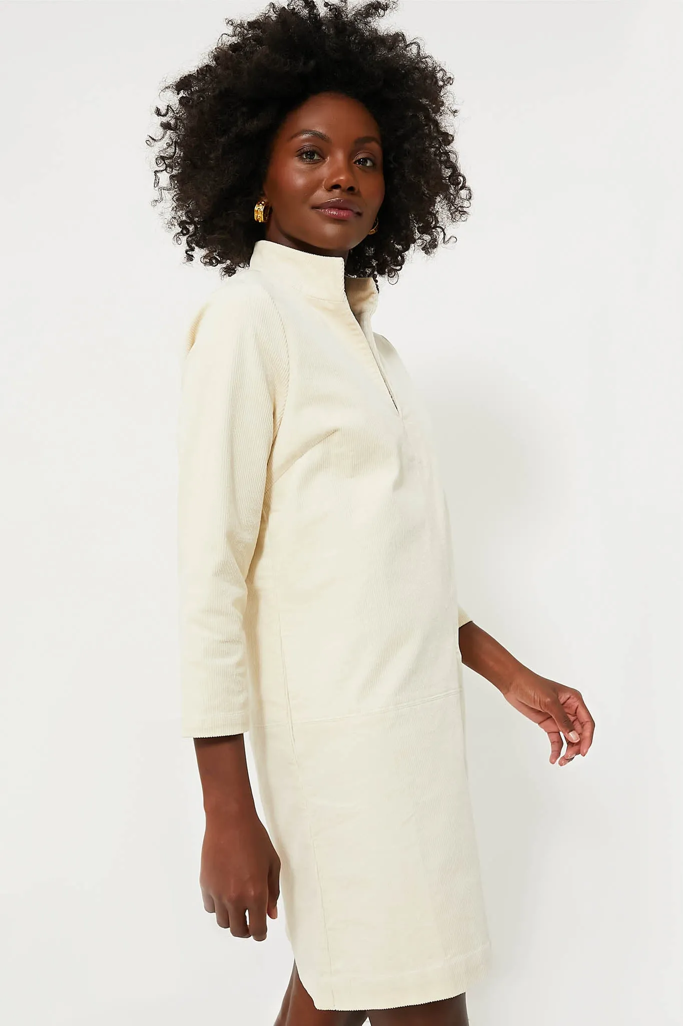 Winter White Corduroy Clifton Dress