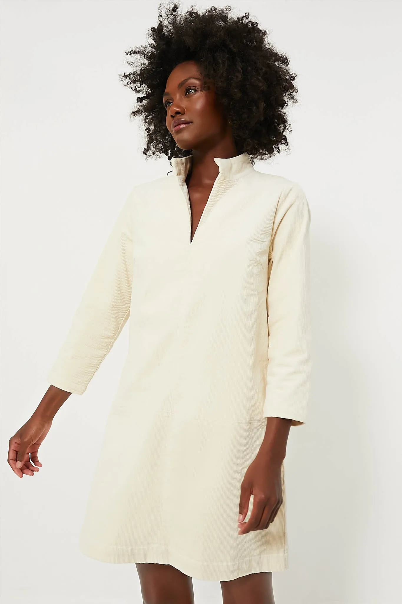 Winter White Corduroy Clifton Dress