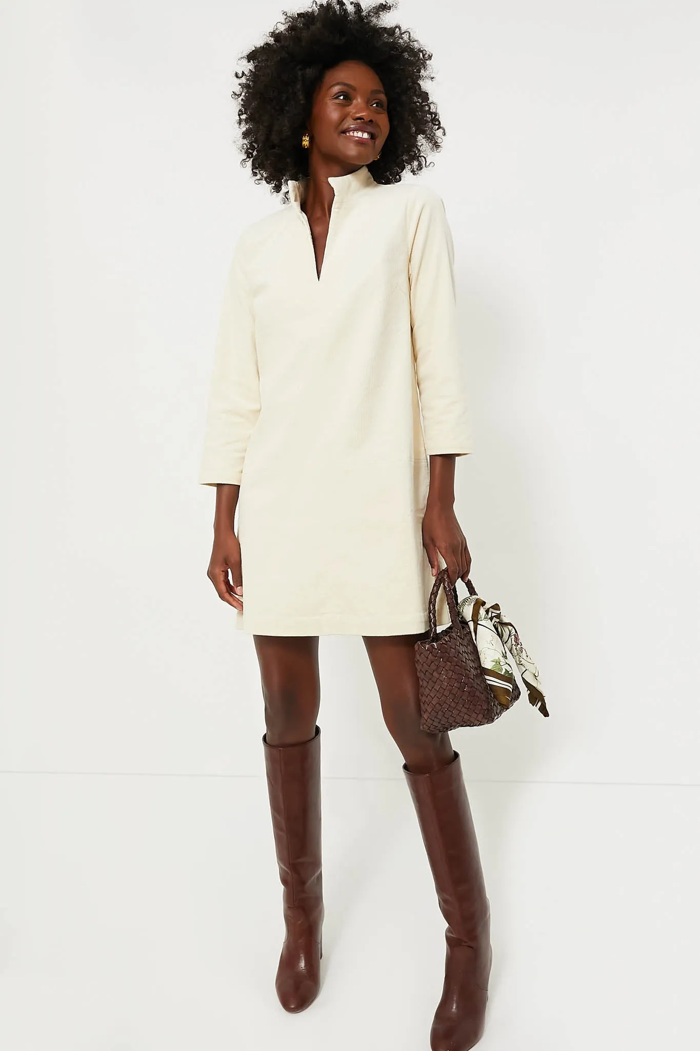 Winter White Corduroy Clifton Dress