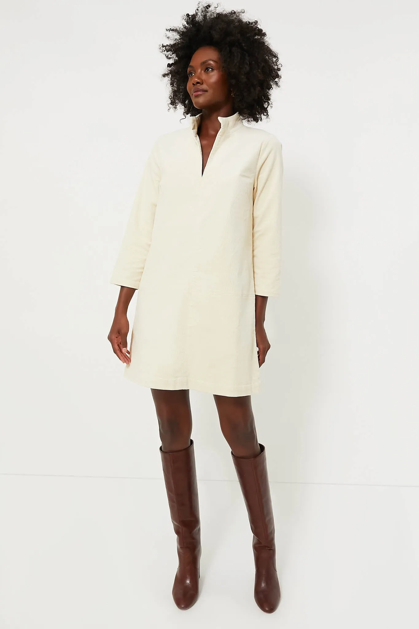 Winter White Corduroy Clifton Dress