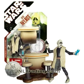 Year 2007 Star Wars A New Hope 30th Anniversary Series 4.5 Inch Figure - ELIS HELROT with Blaster, Tavern Table, Glass and Exclusive Collector Coin